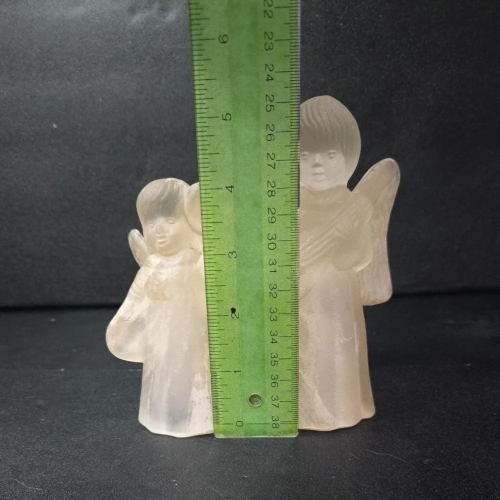 Frosted Glass Angel Candleholders, Set of 2, Vtg Candlestick Holders, Sculptures